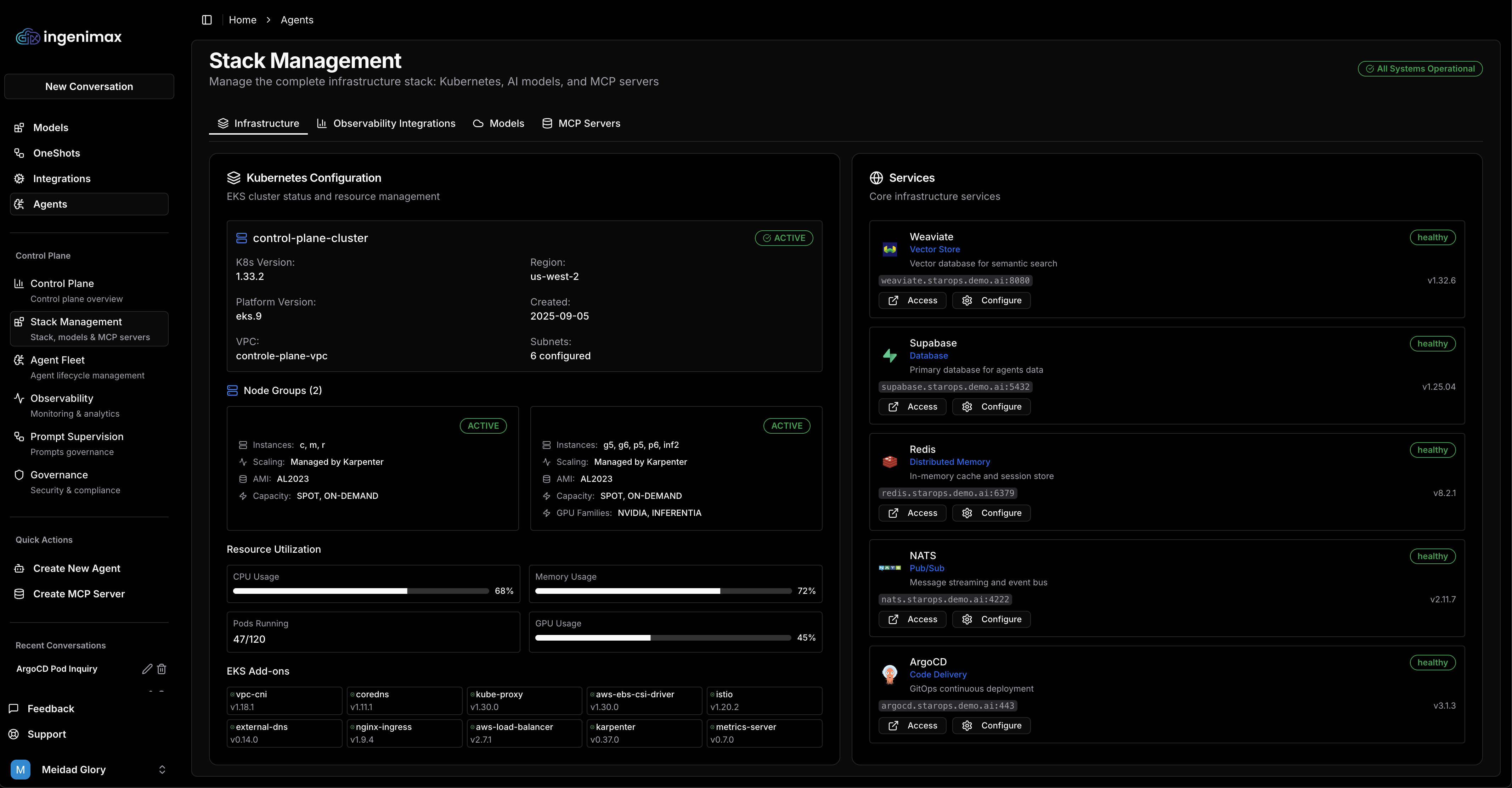 Stack Management Dashboard - Agent Control Plane